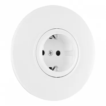 Розетка круглая с заземлением, шторками, рамкой однопостовой Arte Milano SET08-1-40-1 white