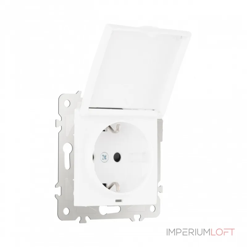 Розетка с заземлением, шторками и защитной крышкой, 16A 250V 206.41-1.white от ImperiumLoft