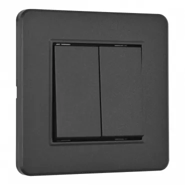 Выключатель двухклавишный с рамкой Arte Milano SET16-1-30-2 black
