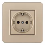 Комплект розетки с заземлением, шторками, рамкой однопостовой Arte Milano SET16-1-40-1 shampan от ImperiumLoft