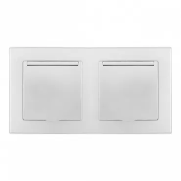 Розетка двойная (двухпостовая) с заземлением Arte Milano SET06-2-41-1x2 silver