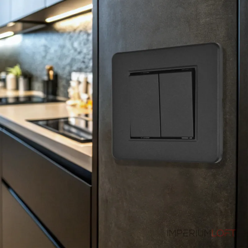 Выключатель двухклавишный с рамкой Arte Milano SET16-1-30-2 black от ImperiumLoft Выключатель двухклавишный с рамкой Arte Milano SET16-1-30-2 black от ImperiumLoft