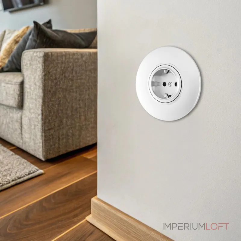 Розетка круглая с заземлением, шторками, рамкой однопостовой Arte Milano SET08-1-40-1 white от ImperiumLoft Розетка круглая с заземлением, шторками, рамкой однопостовой Arte Milano SET08-1-40-1 white от ImperiumLoft