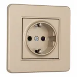 Комплект розетки с заземлением, шторками, рамкой однопостовой Arte Milano SET16-1-40-1 shampan от ImperiumLoft