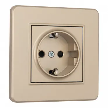 Комплект розетки с заземлением, шторками, рамкой однопостовой Arte Milano SET16-1-40-1 shampan