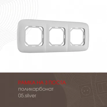 Рамка из поликарбоната на 3 поста 505.05-3.silver Рамка из поликарбоната на 3 поста 505.05-3.silver