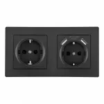 Розетка двойная (двухпостовая) c заземление и шторками + 2USB Arte Milano SET06-2-47-1-40-1 black от ImperiumLoft