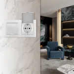 Розетка двойная (двухпостовая) с заземлением Arte Milano SET06-2-41-1x2 silver от ImperiumLoft