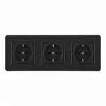 Розетка тройная (трехпостовая) с заземлением и шторками Arte Milano SET16-3-40-1x3 black от ImperiumLoft