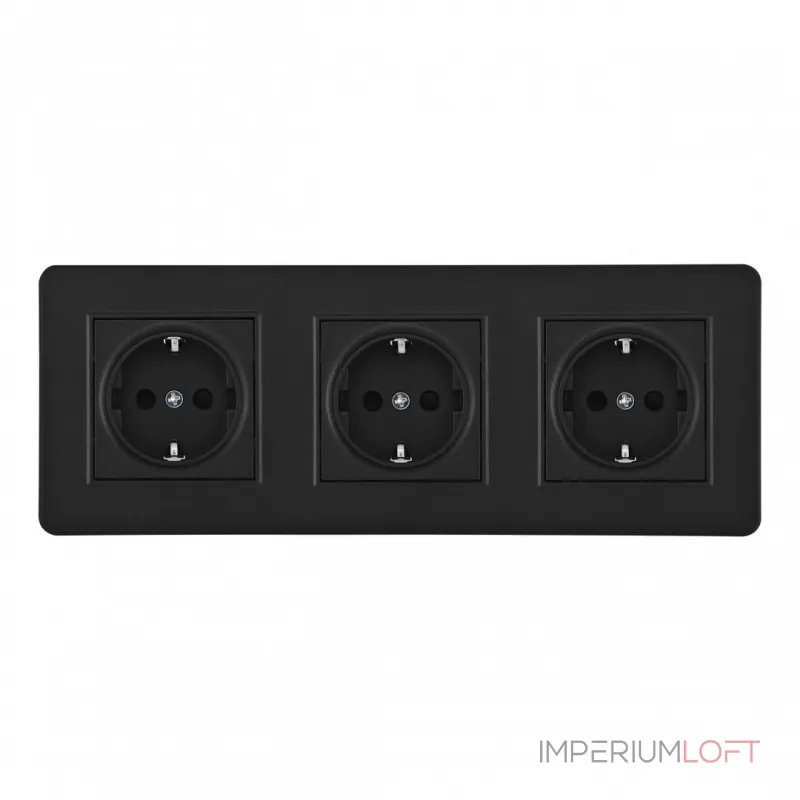 Розетка тройная (трехпостовая) с заземлением и шторками Arte Milano SET16-3-40-1x3 black от ImperiumLoft Розетка тройная (трехпостовая) с заземлением и шторками Arte Milano SET16-3-40-1x3 black от ImperiumLoft