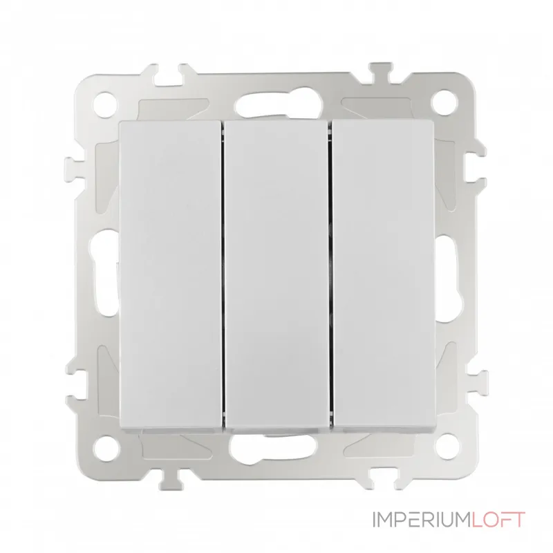 Выключатель трёхклавишный, 10AX 250V 206.30-3.silver от ImperiumLoft