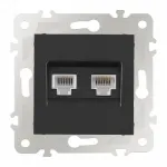 Розетка телефонная RJ11 + интернет RJ45 203.44-1.black от ImperiumLoft