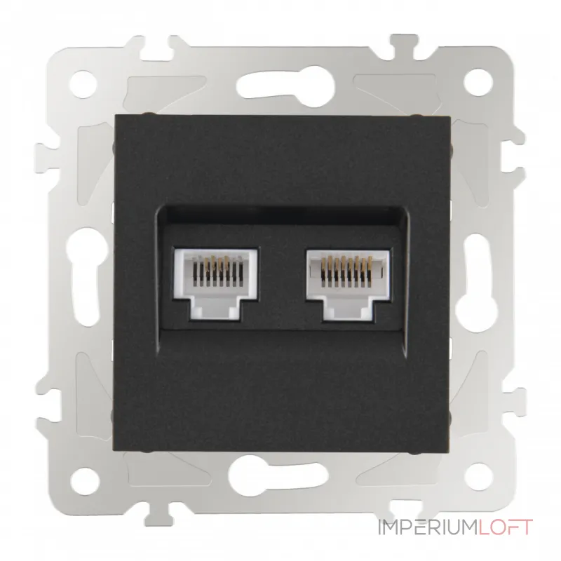 Розетка телефонная RJ11 + интернет RJ45 203.44-1.black от ImperiumLoft Розетка телефонная RJ11 + интернет RJ45 203.44-1.black от ImperiumLoft