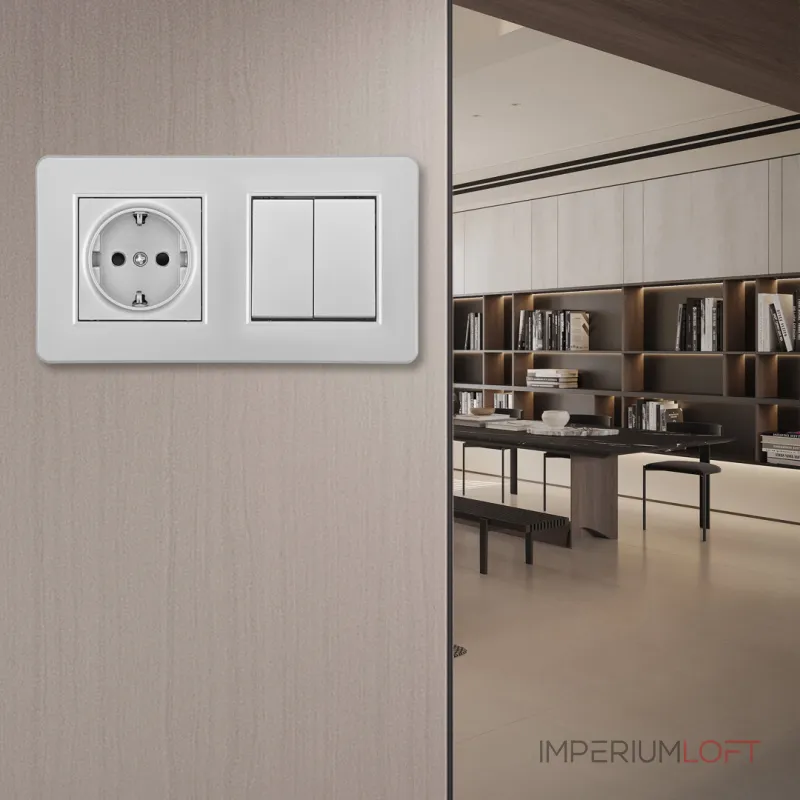 Выключатель двухклавишный с розеткой, заземлением, шторками Arte Milano SET16-2-40-1-30-2 silver от ImperiumLoft Выключатель двухклавишный с розеткой, заземлением, шторками Arte Milano SET16-2-40-1-30-2 silver от ImperiumLoft