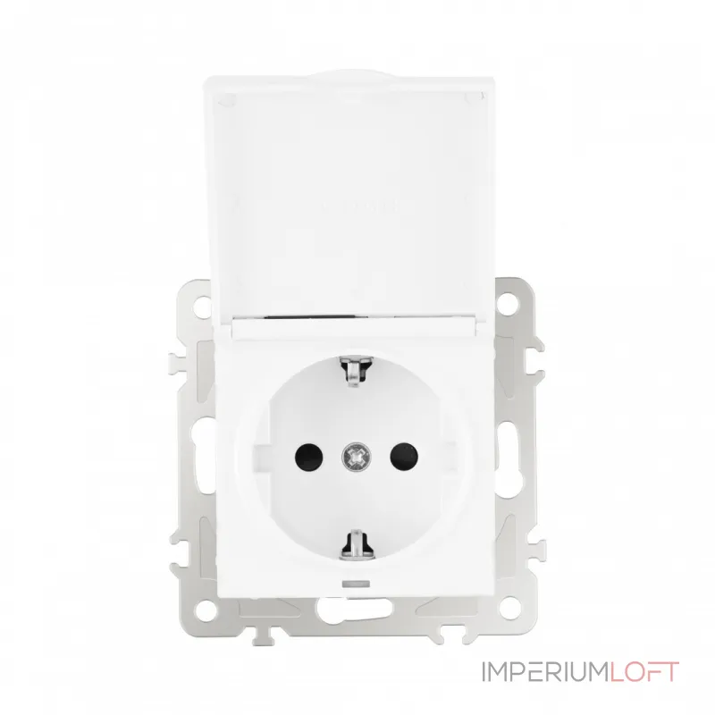 Розетка с заземлением, шторками и защитной крышкой, 16A 250V 206.41-1.white от ImperiumLoft