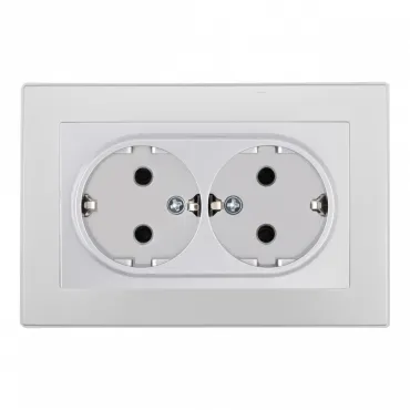 Розетка двойная с заземлением и шторками Arte Milano SET06-double-40-2 silver