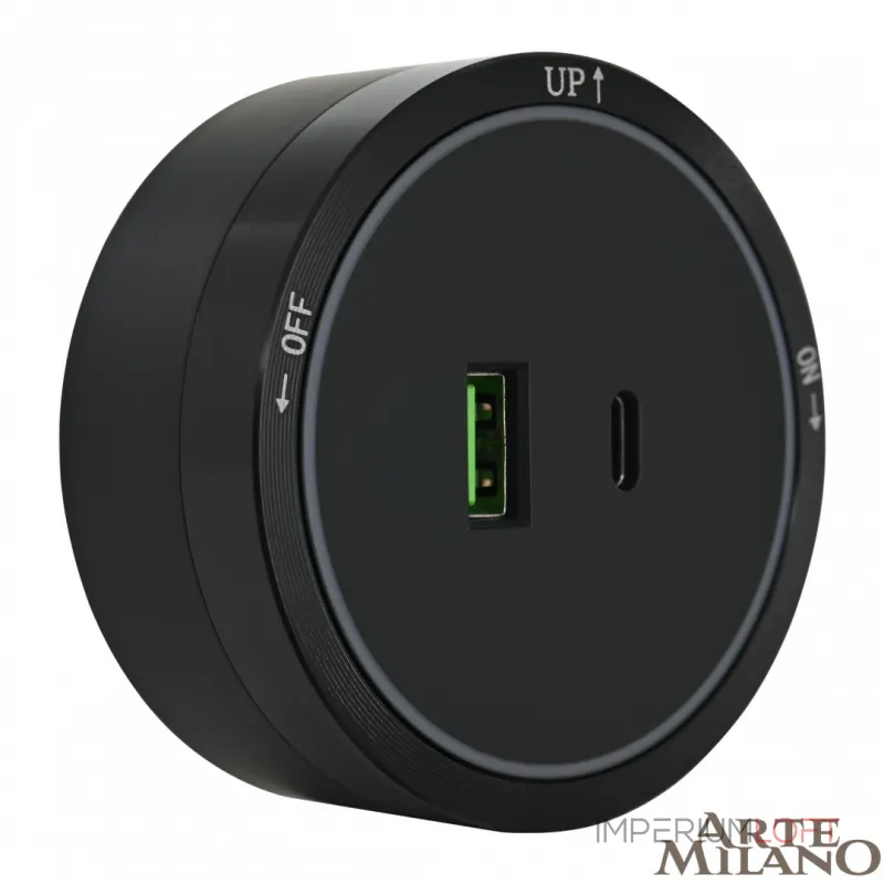 Трековая розетка, 2.1A 18W 250V 380066TS LED/USB-Type-C Black от ImperiumLoft