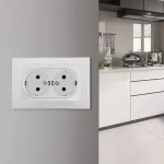 Розетка двойная с заземлением и шторками Arte Milano SET06-double-40-2 silver от ImperiumLoft