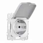 Розетка с заземлением, шторками и защитной крышкой, 16A 250V 205.41-1.silver от ImperiumLoft