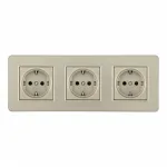 Розетка тройная (трехпостовая) с заземлением и шторками Arte Milano SET16-3-40-1x3 shampan от ImperiumLoft