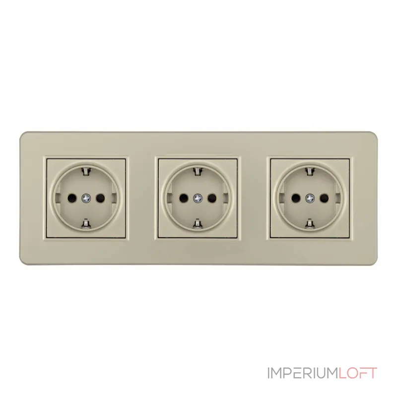 Розетка тройная (трехпостовая) с заземлением и шторками Arte Milano SET16-3-40-1x3 shampan от ImperiumLoft Розетка тройная (трехпостовая) с заземлением и шторками Arte Milano SET16-3-40-1x3 shampan от ImperiumLoft