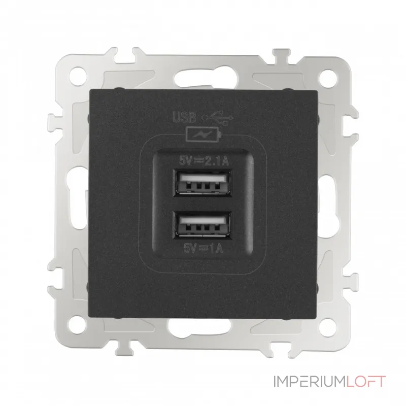 Розетка USB 2.1А+1А 206.46-1.black от ImperiumLoft Розетка USB 2.1А+1А 206.46-1.black от ImperiumLoft