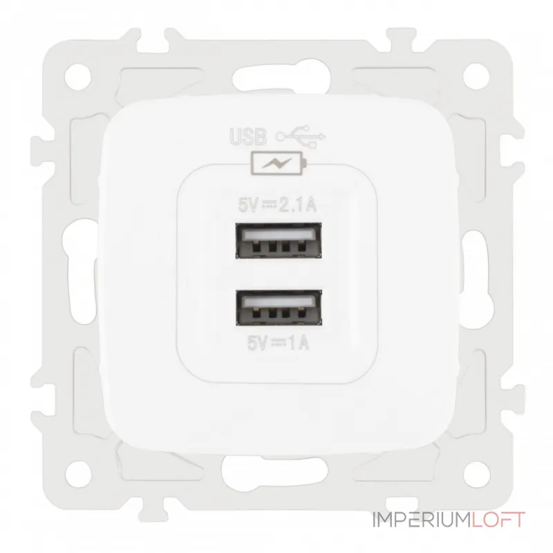 Розетка USB 2.1А+1А 205.46-1.white от ImperiumLoft
