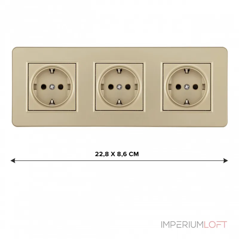Розетка тройная (трехпостовая) с заземлением и шторками Arte Milano SET16-3-40-1x3 shampan от ImperiumLoft Розетка тройная (трехпостовая) с заземлением и шторками Arte Milano SET16-3-40-1x3 shampan от ImperiumLoft