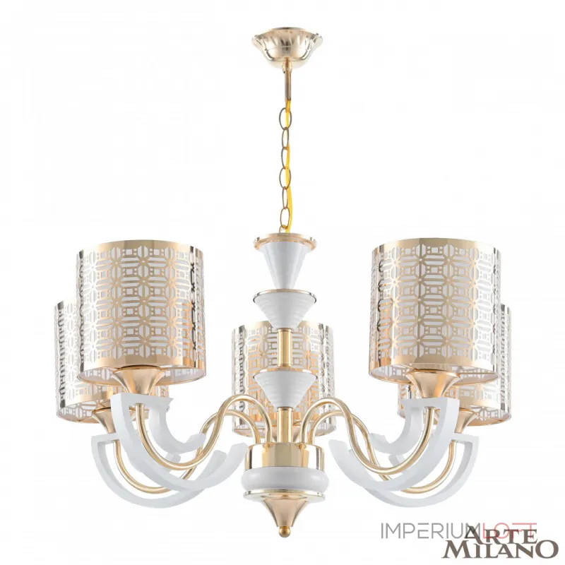 Подвесная люстра Arte Milano Florentia-8857 308857/5 Wh/Gd Подвесная люстра Arte Milano Florentia-8857 308857/5 Wh/Gd