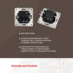 Выключатель одноклавишный проходной (на 2 направления) с подсветкой, 10AX 250V 203.33-1.black от ImperiumLoft