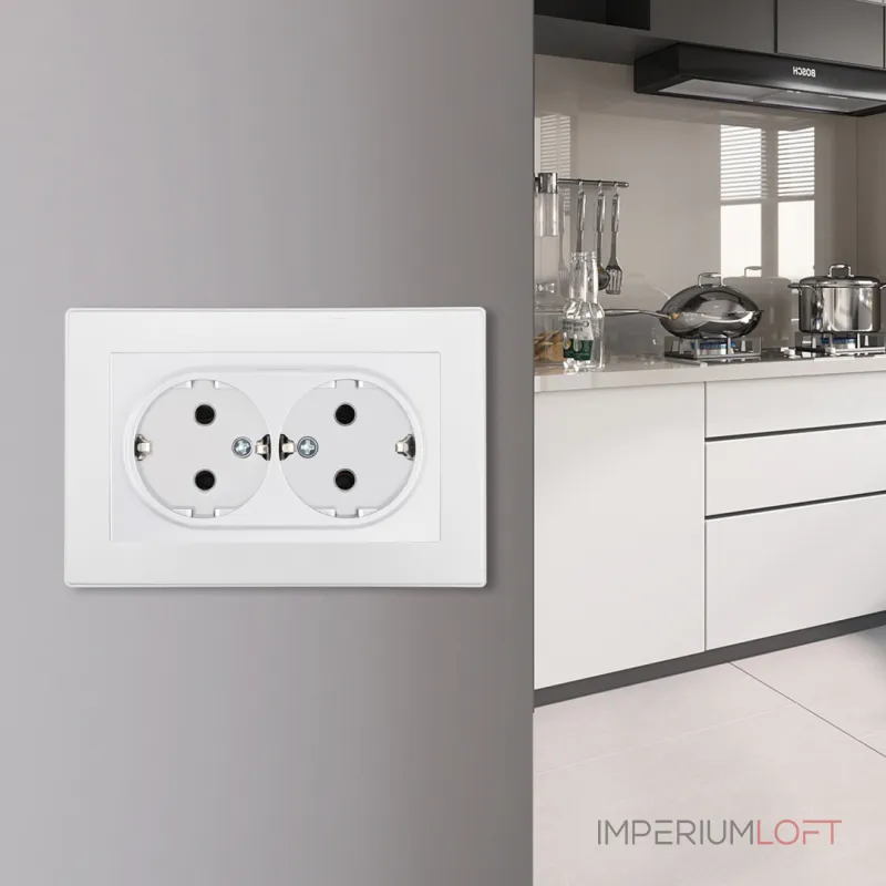 Розетка двойная с заземлением и шторками Arte Milano SET06-double-40-2 white от ImperiumLoft Розетка двойная с заземлением и шторками Arte Milano SET06-double-40-2 white от ImperiumLoft