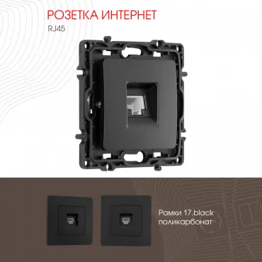 Розетка интернет, RJ45 217.45-1.black Розетка интернет, RJ45 217.45-1.black