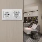 Розетка двойная (двухпостовая) c заземление и шторками + 2USB Arte Milano SET06-2-47-1-40-1 silver от ImperiumLoft