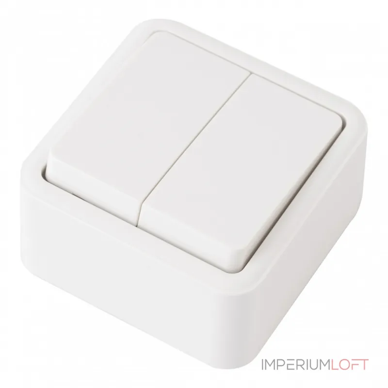Выключатель двухклавишный проходной (на 2 направления), 10AX 250V 310.32-2.white от ImperiumLoft