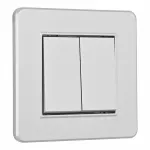 Выключатель двухклавишный с рамкой Arte Milano SET16-1-30-2 silver от ImperiumLoft