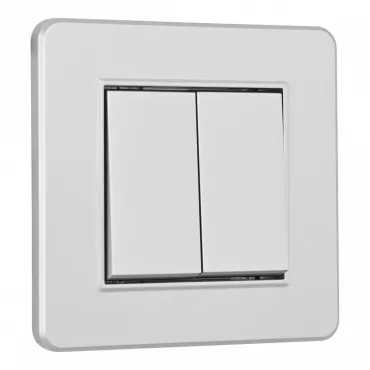 Выключатель двухклавишный с рамкой Arte Milano SET16-1-30-2 silver Выключатель двухклавишный с рамкой Arte Milano SET16-1-30-2 silver