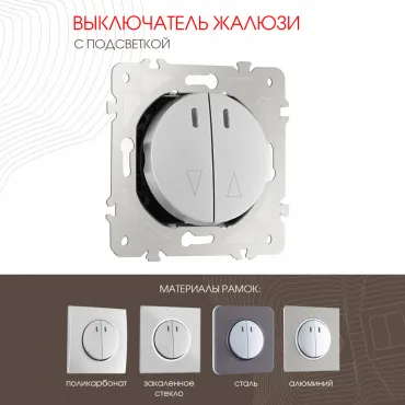 Выключатель жалюзи с подсветкой, 10A 250V 202.39-2.silver