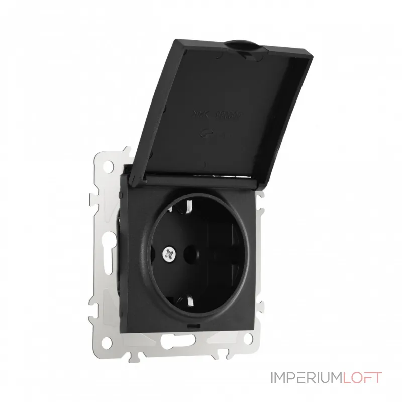 Розетка с заземлением, шторками и защитной крышкой, 16A 250V 206.41-1.black от ImperiumLoft Розетка с заземлением, шторками и защитной крышкой, 16A 250V 206.41-1.black от ImperiumLoft