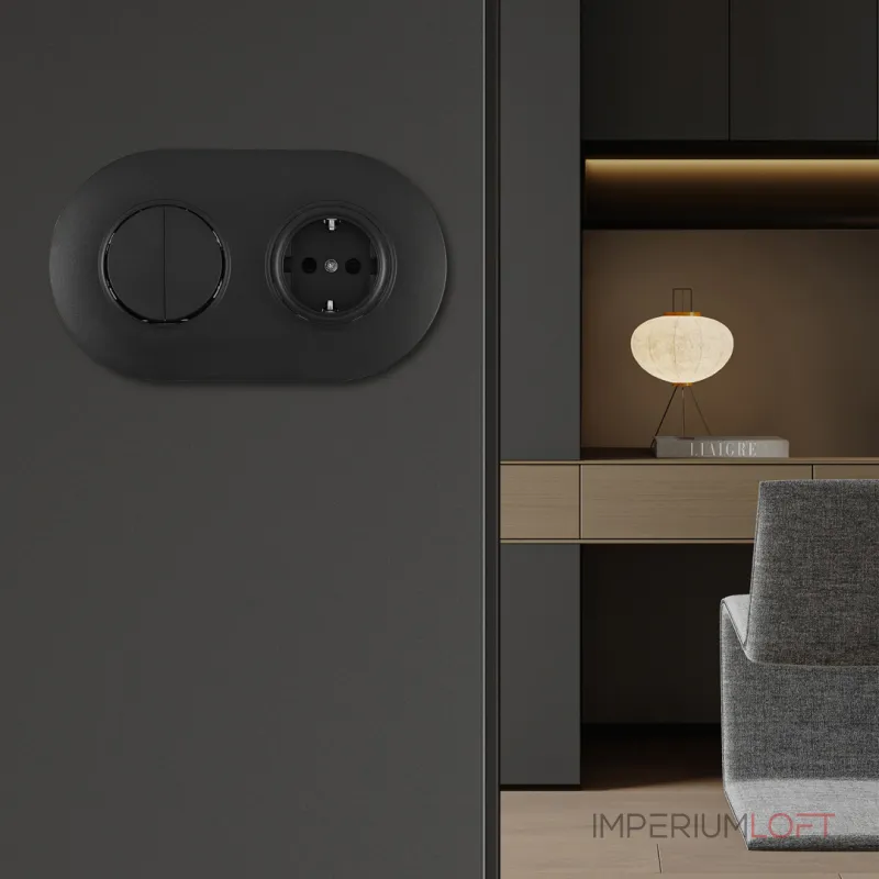 Выключатель круглый двухклавишный с розеткой, заземлением, шторками Arte Milano SET08-2-40-1-30-2 black от ImperiumLoft Выключатель круглый двухклавишный с розеткой, заземлением, шторками Arte Milano SET08-2-40-1-30-2 black от ImperiumLoft