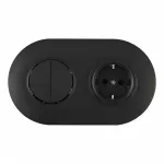 Выключатель круглый двухклавишный с розеткой, заземлением, шторками Arte Milano SET08-2-40-1-30-2 black от ImperiumLoft