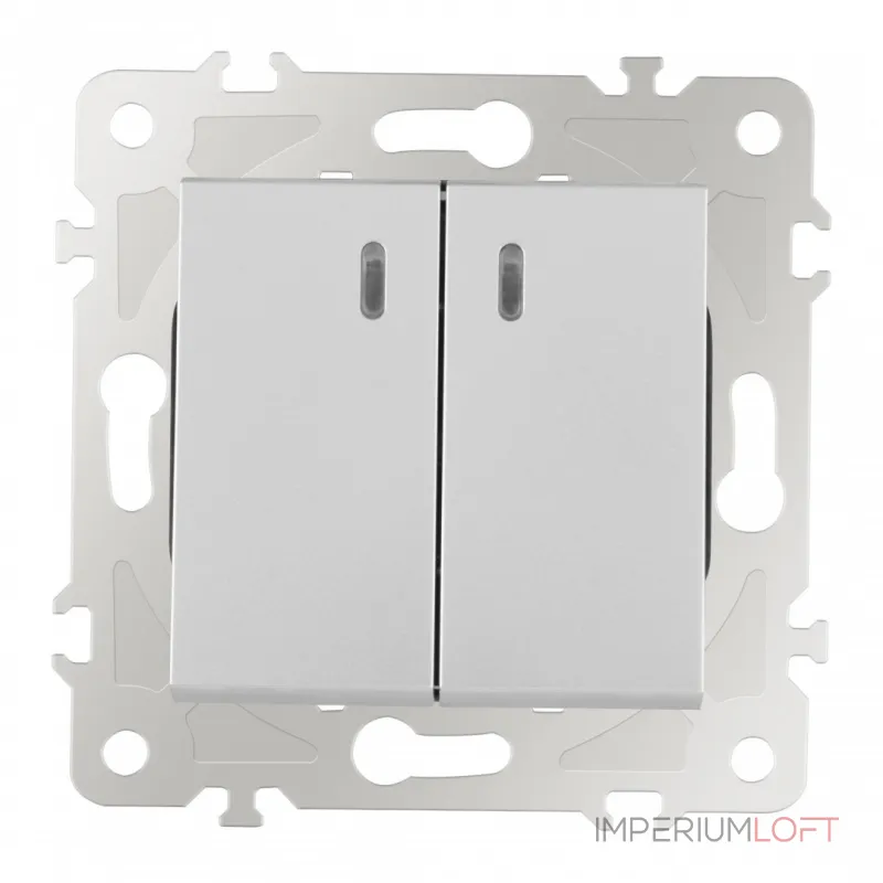 Выключатель двухклавишный с подсветкой, 10AX 250V 203.31-2.silver от ImperiumLoft Выключатель двухклавишный с подсветкой, 10AX 250V 203.31-2.silver от ImperiumLoft
