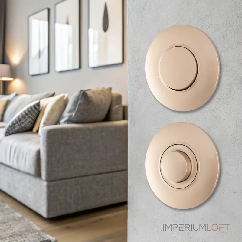 Диммер круглый 500W с рамкой однопостовой Arte Milano SET08-1-48-1 shampan от ImperiumLoft