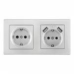 Розетка двойная (двухпостовая) c заземление и шторками + 2USB Arte Milano SET06-2-47-1-40-1 silver от ImperiumLoft