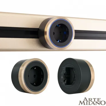 Трековая розетка, 16A 250V 380066TS LED/ES Gold