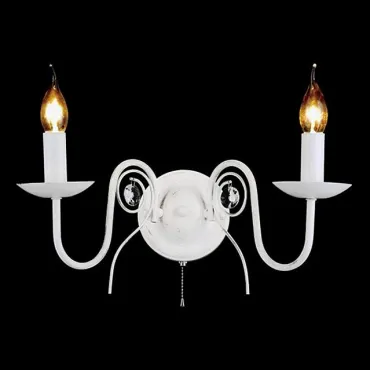 Настенный светильник с хрусталем 60018/2 белый с золотом Настенный светильник с хрусталем 60018/2 белый с золотом