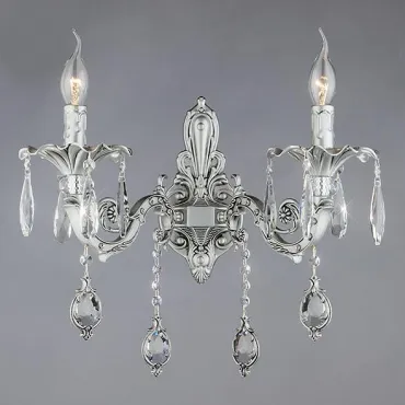 Настенный светильник с хрусталем 276/2 серебро