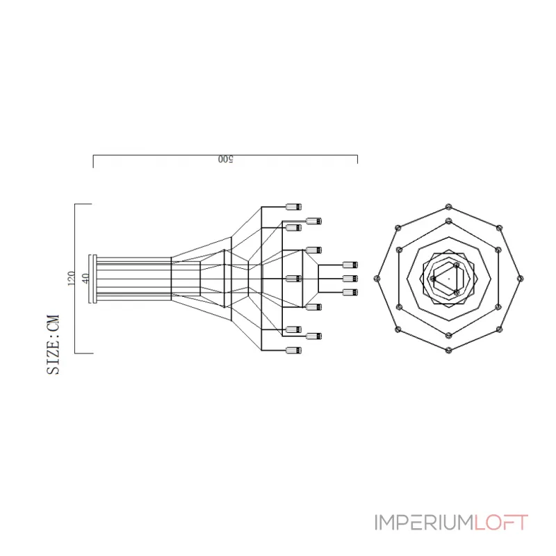Люстра Via Wireflow Chandelier polyhedral 0315 Suspension lamp от ImperiumLoft