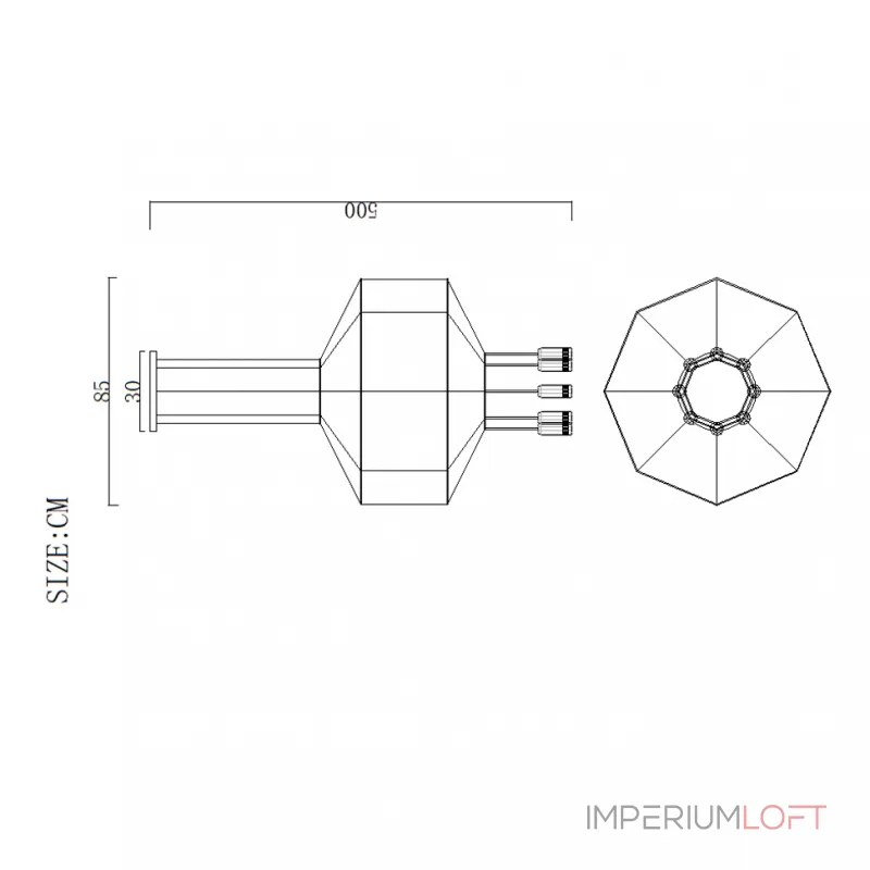 Подвесной светильник Via Wireflow polyhedral 0299 Octagonal Square Pendan Light от ImperiumLoft