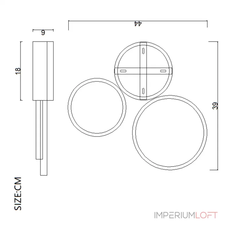 Потолочный светильник TWINE 3 rings Black