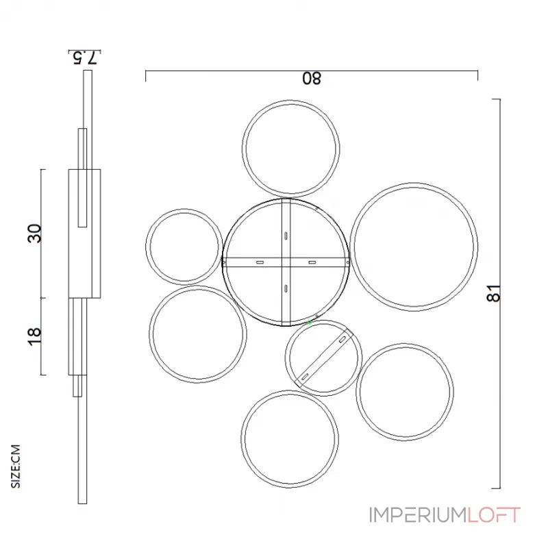 Потолочная люстра TWINE 7 rings Black